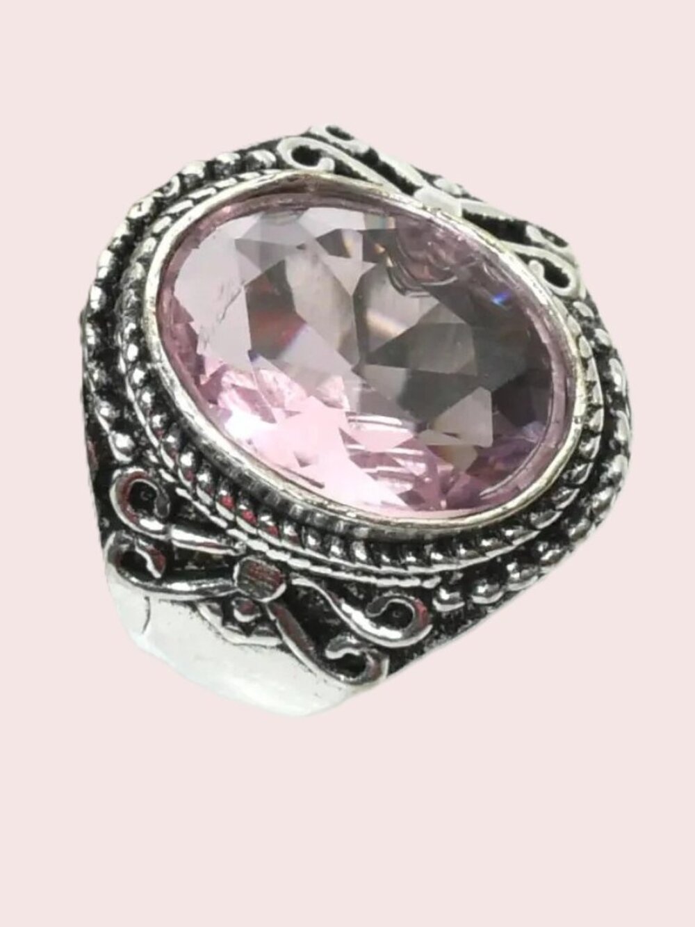 Pink Topaz Gemstone Sterling Silver Ring Size 7